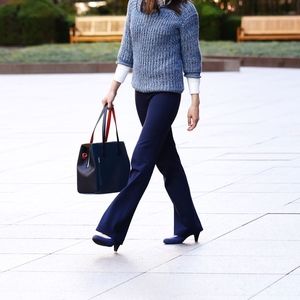 Betabrand Navy Dress Pant Yoga Pants Boot-Cut NWOT